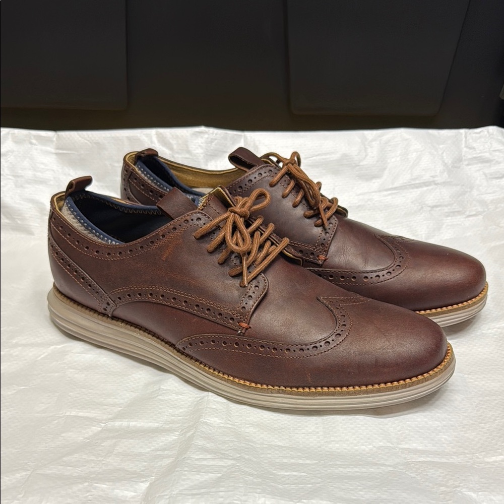 Cole Haan Grand Os Neoprene Lined Wingtip Oxford Mens Shoes Brown Size 11 M